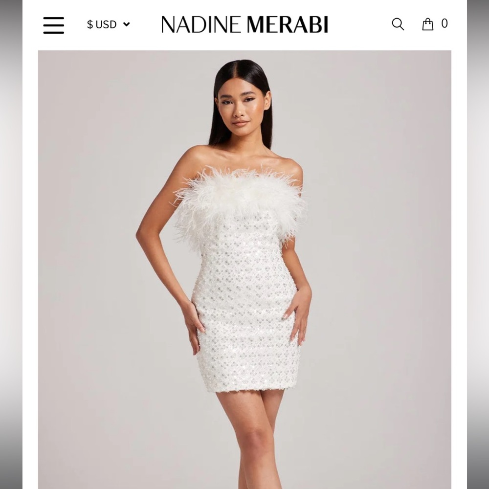 Nadine Merabi dress sequin and feather